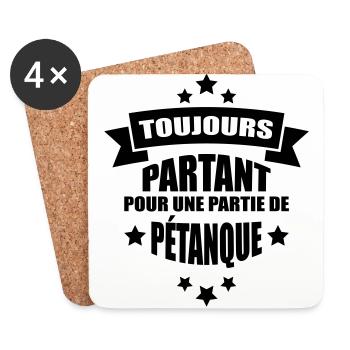 toujours partant pour une partie de pétanque - Dessous de verre (lot de 4) - blanc - Devant