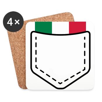 Italia Italie pays Italie idée cadeau drapeau - Dessous de verre (lot de 4) - blanc - Devant