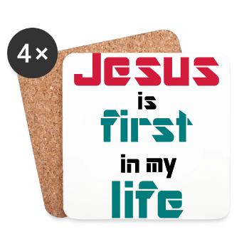 Jesus is first in my life - Coasters (set of 4) - white - Front