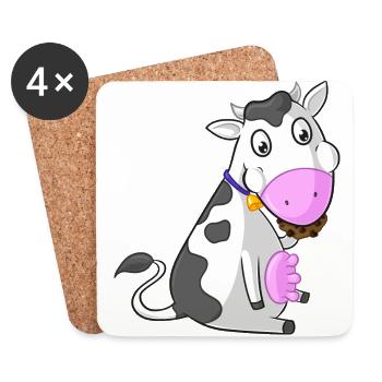 Comic-grignotant vache - Dessous de verre (lot de 4) - blanc - Devant