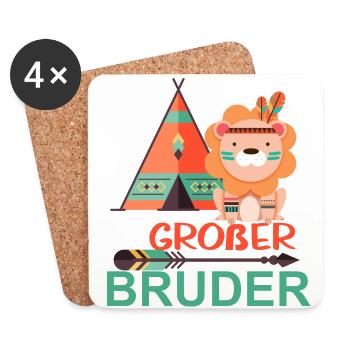 großer Bruder Löwe - Untersetzer (4er-Set) - Weiß - Vorne