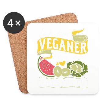 Lustiges Ich bin Veganer Obst Gemüse Geschenk - Untersetzer (4er-Set) - Weiß - Vorne