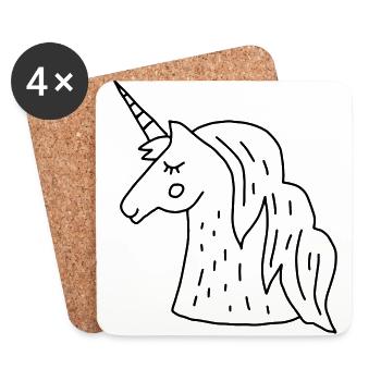 Einhorn - Untersetzer (4er-Set) - Weiß - Vorne