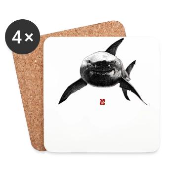 Flüchtiger Haifisch - Untersetzer (4er-Set) - Weiß - Vorne