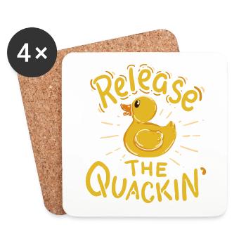 Release the quackin' - Ente Spruch Enten Gummiente - Untersetzer (4er-Set) - Weiß - Vorne