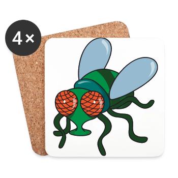 Fliege - Untersetzer (4er-Set) - Weiß - Vorne
