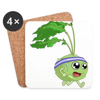 Fitness Kohlrabi - Dessous de verre (lot de 4) - blanc - Devant
