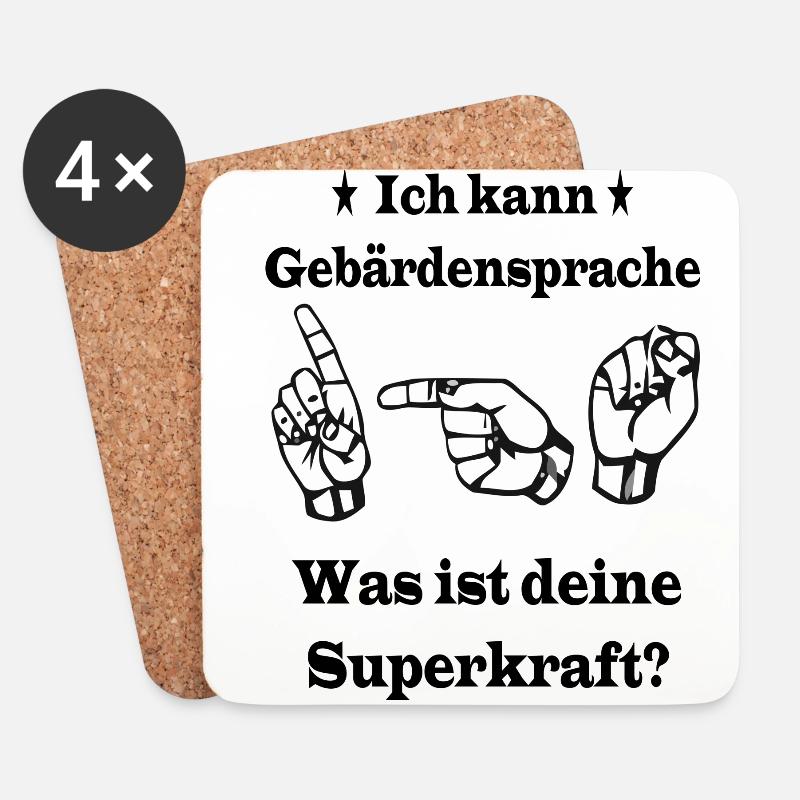 Gebärdensprache - Untersetzer (4er-Set) - Weiß