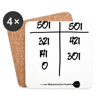 Dart 180 Neundarter 501 Finish, love the darts - Coasters (set of 4) - white - Front