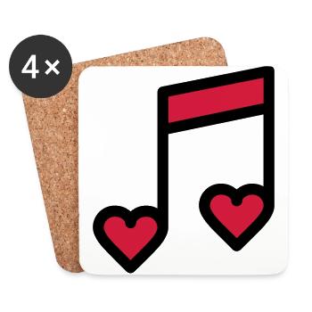 Note de musique romantique - Dessous de verre (lot de 4) - blanc - Devant