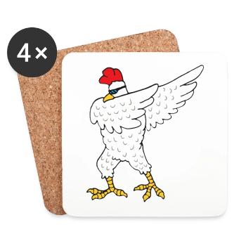 dabbing chicken hen dance party funny gift - Coasters (set of 4) - white - Front