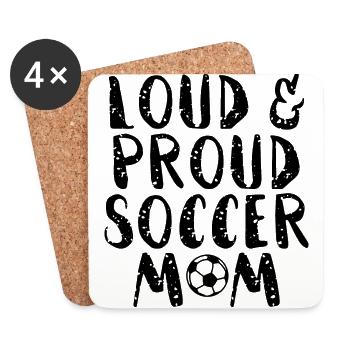 Laute u stolze fußball mama -Load Proud Soccer Mom - Untersetzer (4er-Set) - Weiß - Vorne