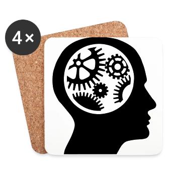 Gears in the head - silhouette - Coasters (set of 4) - white - Front
