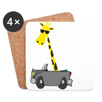 Giraffe with sunglasses | The perfect gift - Coasters (set of 4) - white - Front