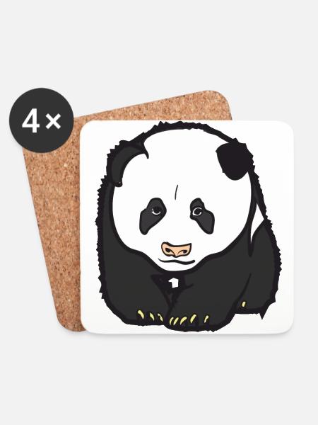 Panda Bär - Untersetzer (4er-Set) - Weiß