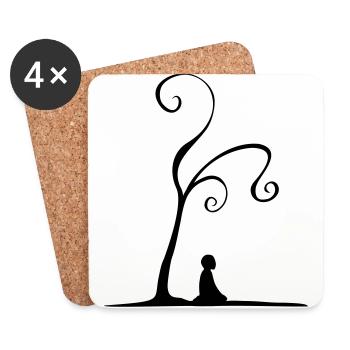 meditation under tree - Dessous de verre (lot de 4) - blanc - Devant