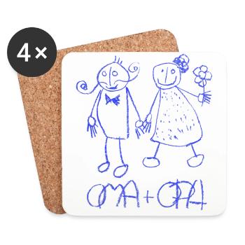 Grand-maman et grand-papa - Dessous de verre (lot de 4) - blanc - Devant