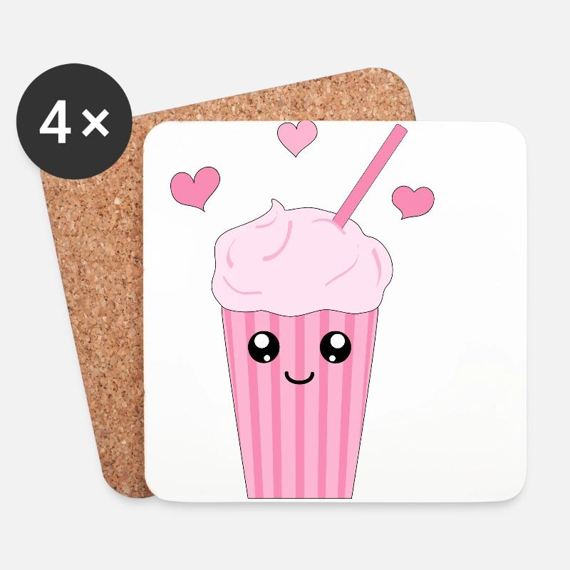 Kawaii Milchshake - Untersetzer (4er-Set) - Weiß
