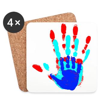 Les mains colorées dessous - Dessous de verre (lot de 4) - blanc - Devant