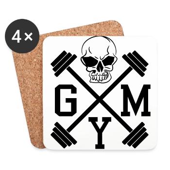 GYM Bodybuilding dumbbells Skull Skull 1c - Coasters (set of 4) - white - Front