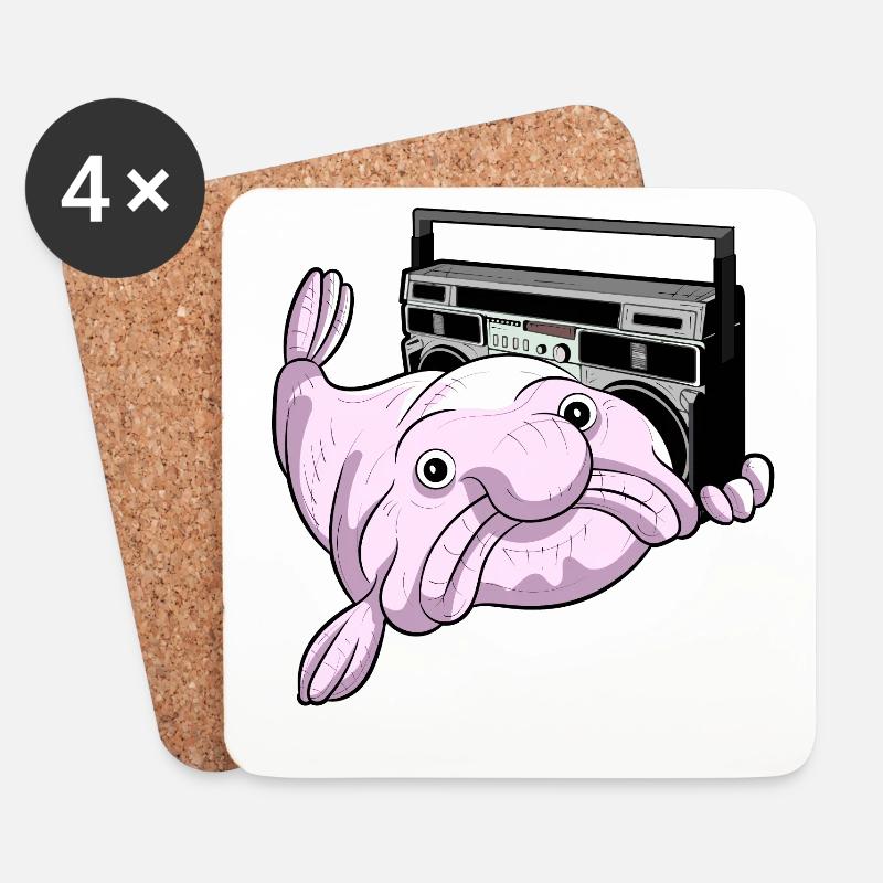 BLOBFISH GHETTOBLASTER COOL ATTITUDE DEEP SEA DUDE - Untersetzer (4er-Set) - Weiß