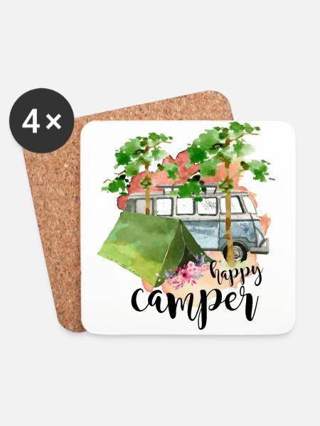 Happy Camper - Coasters (set of 4) - white