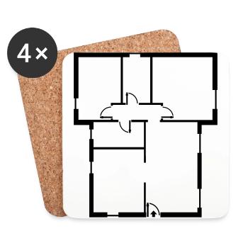 apartment_ floor_ plan - Coasters (set of 4) - white - Front