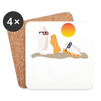 Sushi in the summer on the beach - Coasters (set of 4) - white - Front