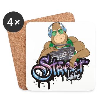 Gorilla Hiphop - Coasters (set of 4) - white - Front