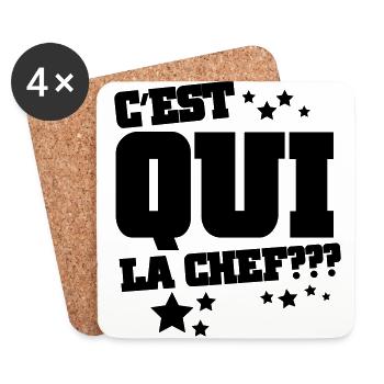 C'est qui la chef - Dessous de verre (lot de 4) - blanc - Devant