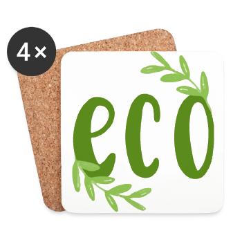 Éco éco bio branches environnement nature climat protection feuille - Dessous de verre (lot de 4) - blanc - Devant