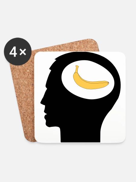 Banana Joe, Banane im Kopf - Coasters (set of 4) - white