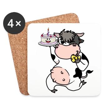 Cow Confectioner Baker Cake Snacking on cake Professions - Coasters (set of 4) - white - Front