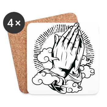 Praying Hands Praying hands to god religion - Coasters (set of 4) - white - Front
