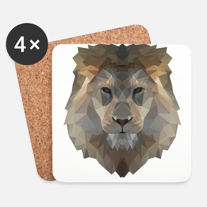 Lion Head - Untersetzer (4er-Set) - Weiß