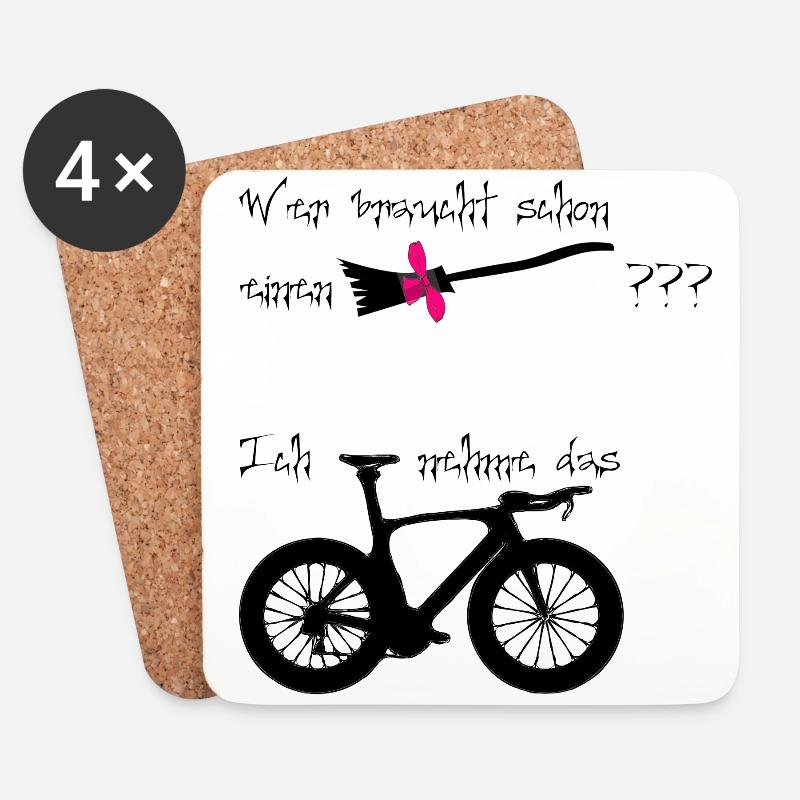 Fahrrad statt Besen ! - Untersetzer (4er-Set) - Weiß