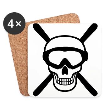 Skiing Skull - Dessous de verre (lot de 4) - blanc - Devant
