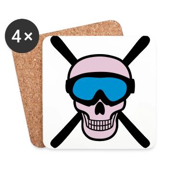Skiing Skull - Dessous de verre (lot de 4) - blanc - Devant