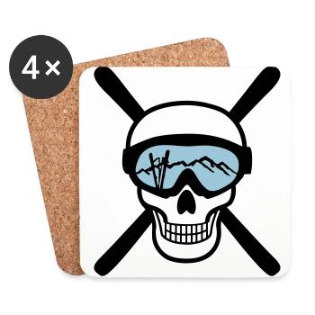 Skier and skiing goggles, skiing - Coasters (set of 4) - white - Front