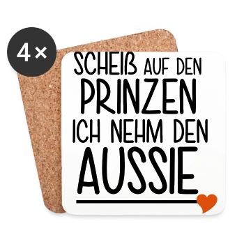 Scheiß auf den Prinzen (Australian Shepherd) - Untersetzer (4er-Set) - Weiß - Vorne