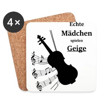 Geige Instrument Hobby Geschenk Frauen - Untersetzer (4er-Set) - Weiß - Vorne