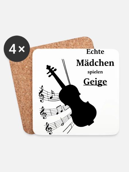 Geige Instrument Hobby Geschenk Frauen - Untersetzer (4er-Set) - Weiß