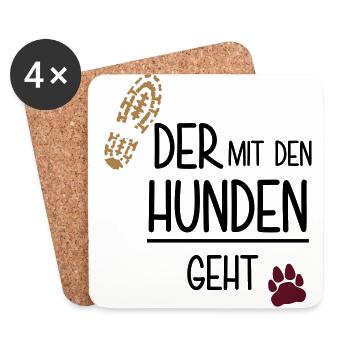 Der mit den Hunden geht - Untersetzer (4er-Set) - Weiß - Vorne