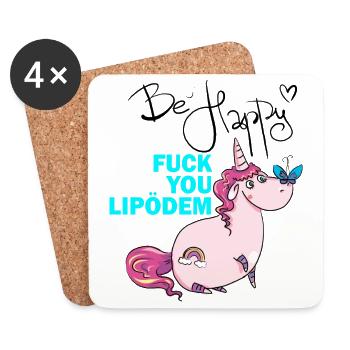 Lipedema Lymphedema Fuck You Unicorn Happy support - Coasters (set of 4) - white - Front