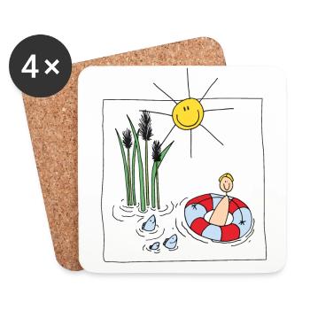 Bathing fun - Coasters (set of 4) - white - Front
