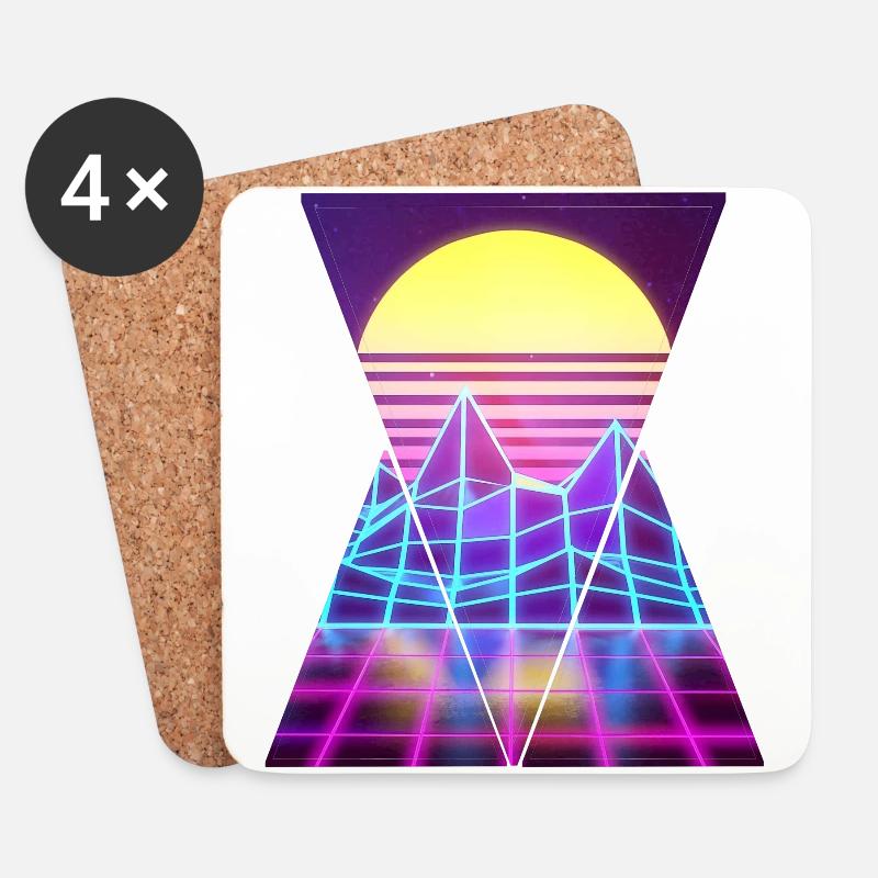 80er Retro - Untersetzer (4er-Set) - Weiß