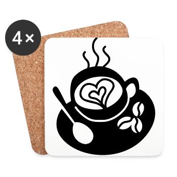 Coffee Cup Love - Coasters (set of 4) - white - Front