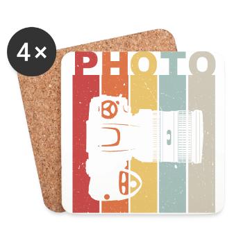 Appareil photo - Dessous de verre (lot de 4) - blanc - Devant