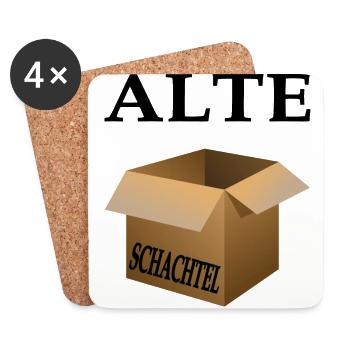 Alte Schachtel - Version 1 - Happy Birthday - Untersetzer (4er-Set) - Weiß - Vorne