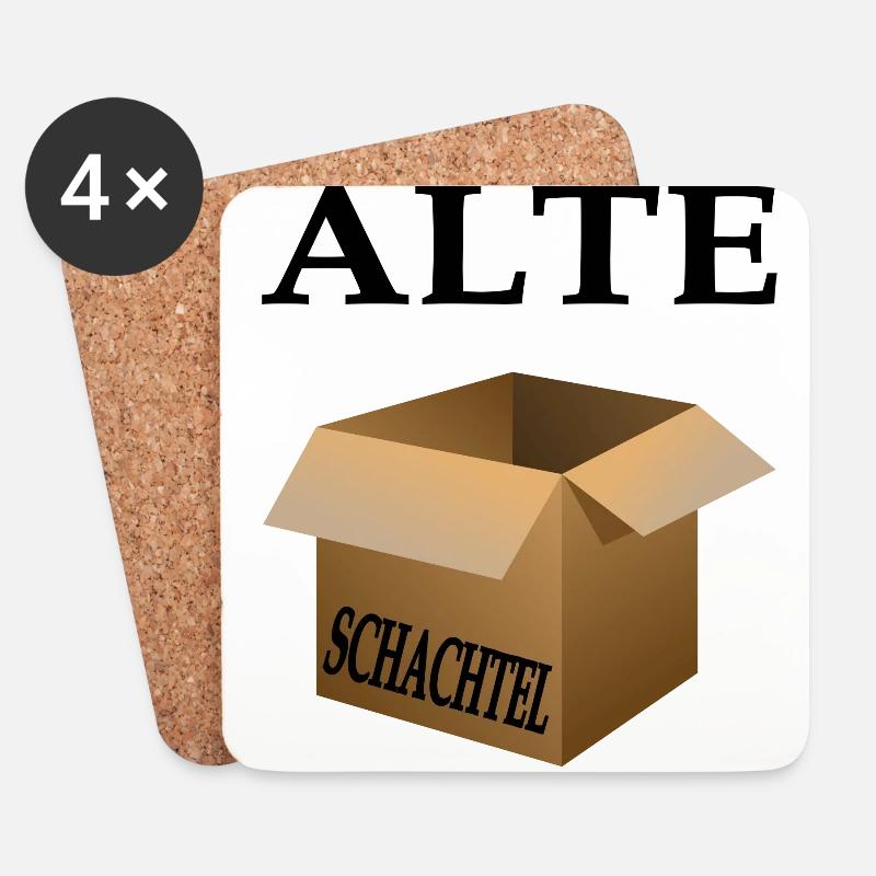 Alte Schachtel - Version 1 - Happy Birthday - Untersetzer (4er-Set) - Weiß